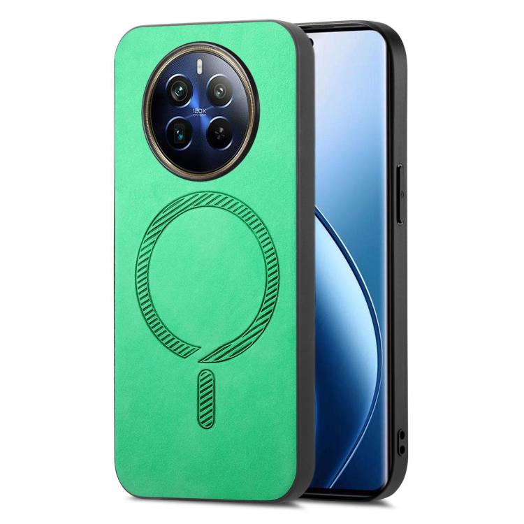 Retro MagSafe Magnetic PU Back Cover Phone Case, Compatible with Realme 12 Pro+