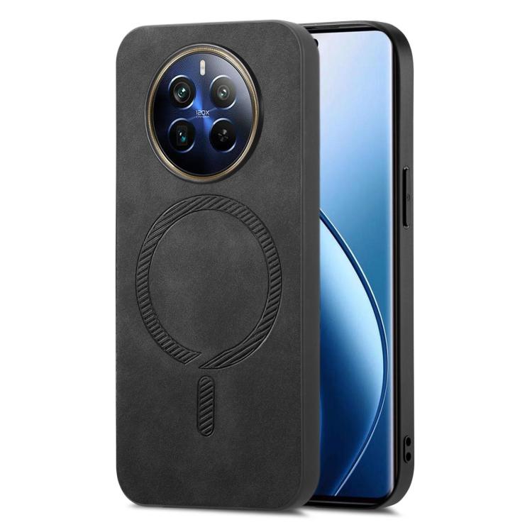 Retro MagSafe Magnetic PU Back Cover Phone Case, Compatible with Realme 12 Pro+