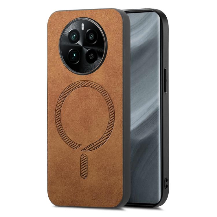 Retro MagSafe Magnetic PU Back Cover Phone Case, Compatible with Realme GT5 Pro
