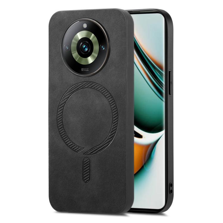 Retro MagSafe Magnetic PU Back Cover Phone Case, Compatible with Realme 11 Pro / Pro+