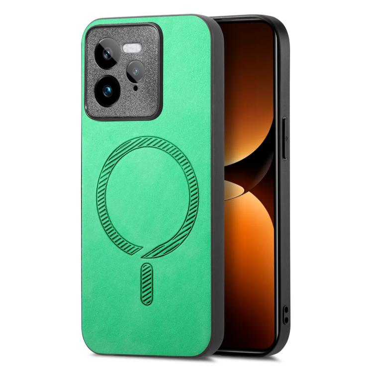 Retro MagSafe Magnetic PU Back Cover Phone Case, Compatible with Realme GT7 Pro