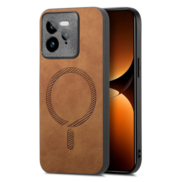Retro MagSafe Magnetic PU Back Cover Phone Case, Compatible with Realme GT7 Pro