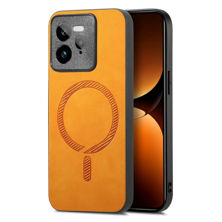 Retro MagSafe Magnetic PU Back Cover Phone Case, Compatible with Realme GT7 Pro