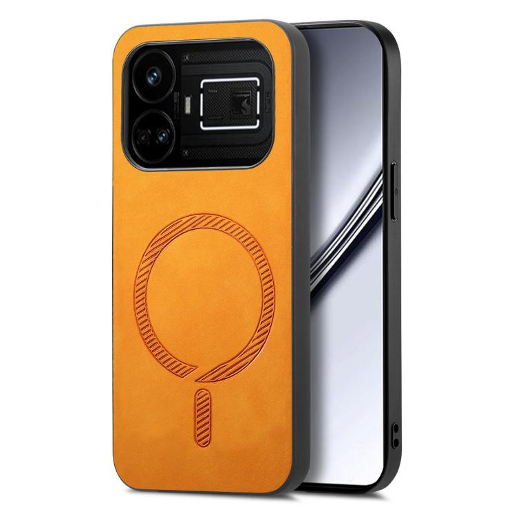 Retro MagSafe Magnetic PU Back Cover Phone Case, Compatible with Realme GT5 5G