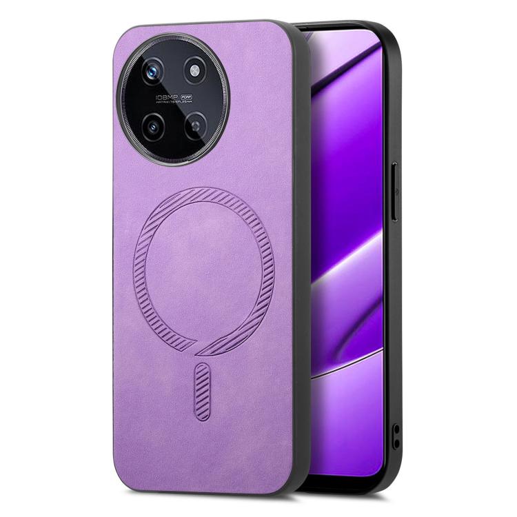 Retro MagSafe Magnetic PU Back Cover Phone Case, Compatible with Realme 11 4G