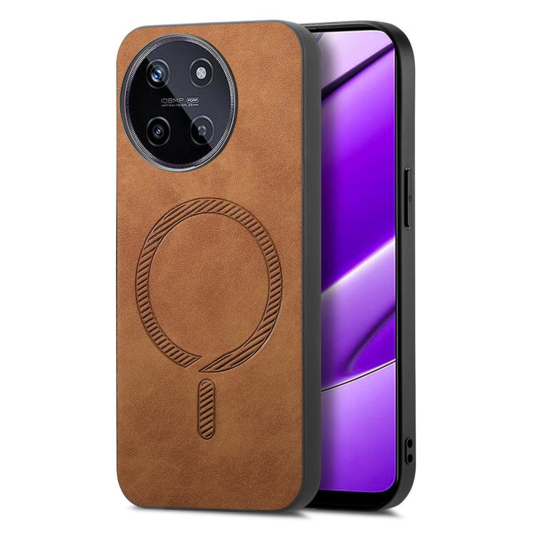 Retro MagSafe Magnetic PU Back Cover Phone Case, Compatible with Realme 11 4G