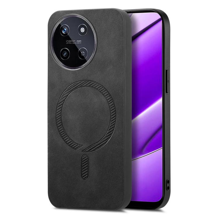 Retro MagSafe Magnetic PU Back Cover Phone Case, Compatible with Realme 11 4G