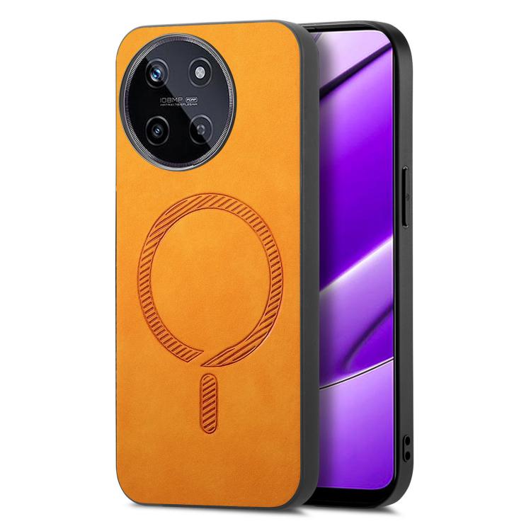 Retro MagSafe Magnetic PU Back Cover Phone Case, Compatible with Realme 11 4G