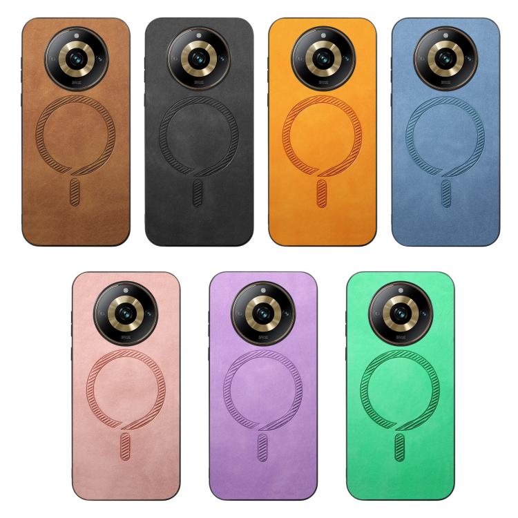 Retro MagSafe Magnetic PU Back Cover Phone Case, Compatible with Realme 13 Pro 5G