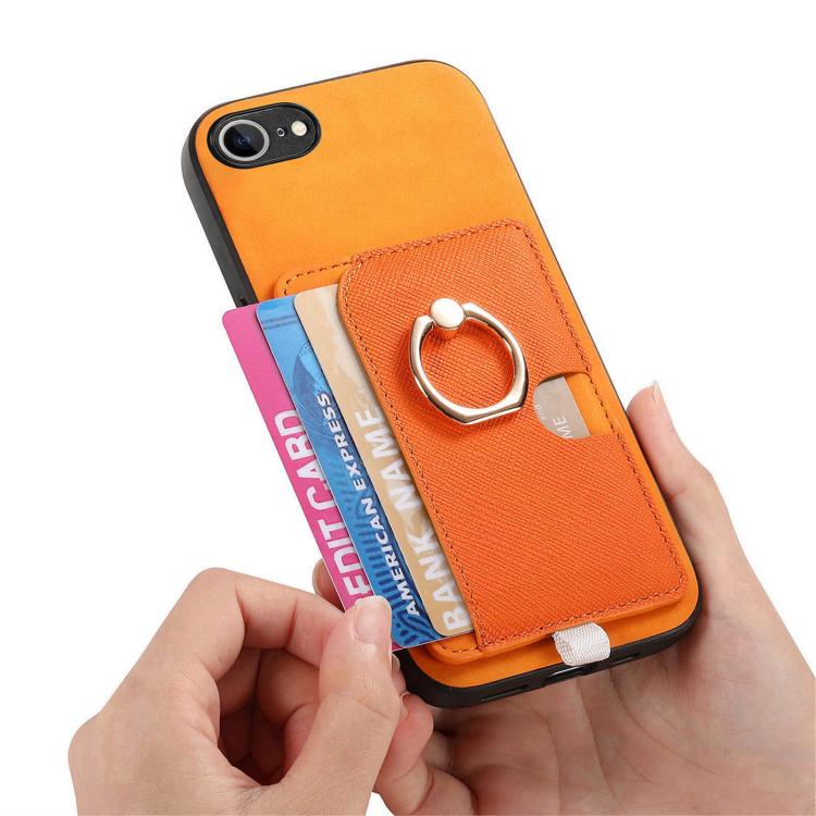 Retro Cross Leather Ring Side Insert Card Bag MagSafe Phone Case
