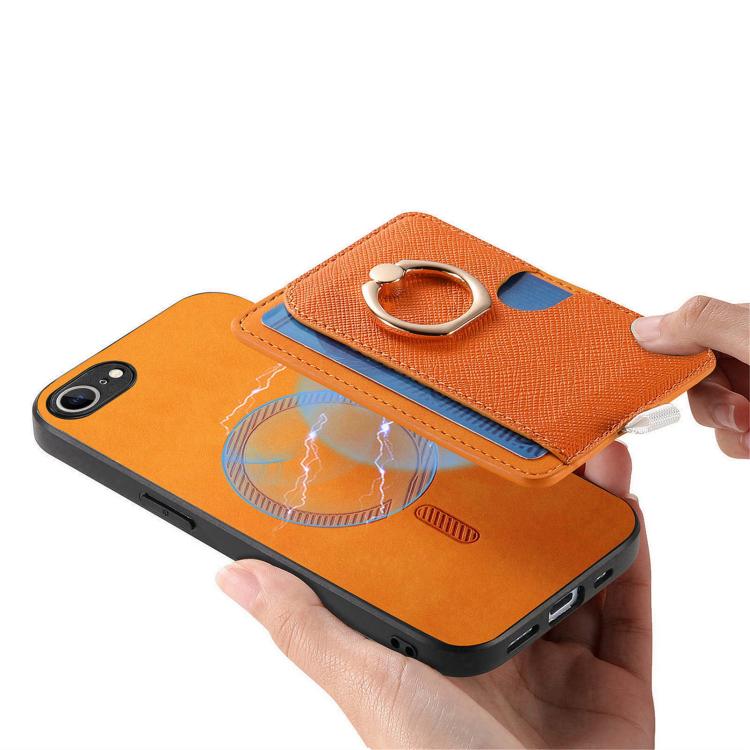Retro Cross Leather Ring Side Insert Card Bag MagSafe Phone Case