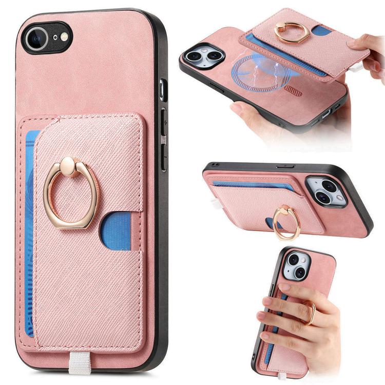Retro Cross Leather Ring Side Insert Card Bag MagSafe Phone Case