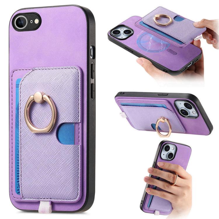 Retro Cross Leather Ring Side Insert Card Bag MagSafe Phone Case