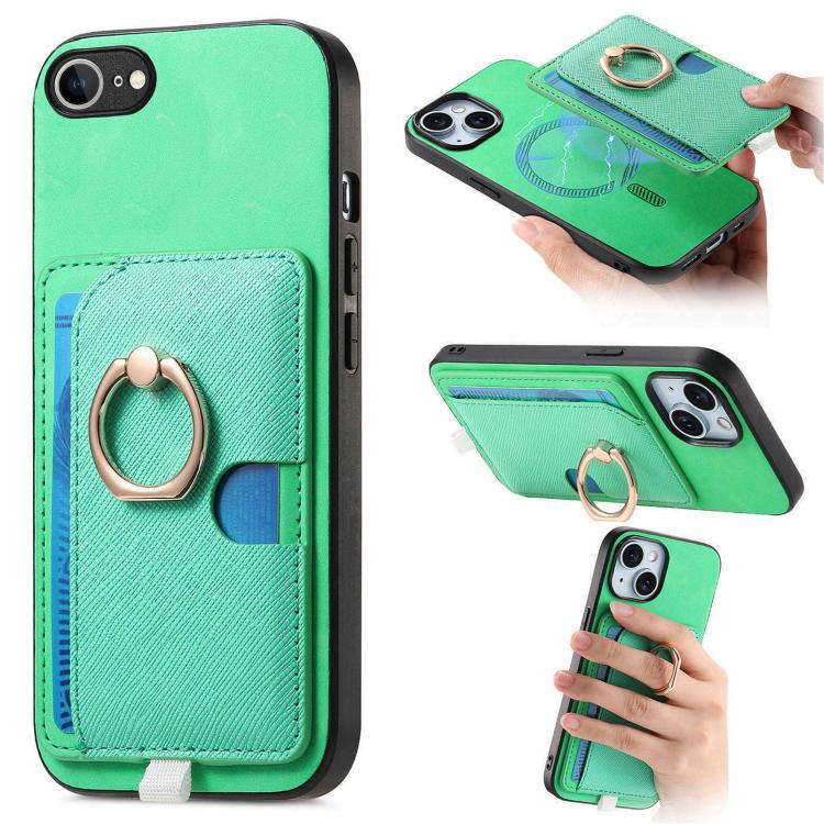 Retro Cross Leather Ring Side Insert Card Bag MagSafe Phone Case