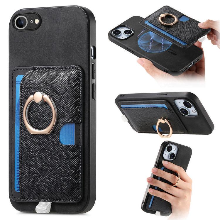 Retro Cross Leather Ring Side Insert Card Bag MagSafe Phone Case