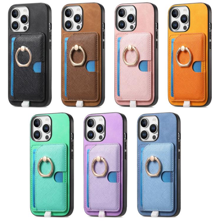 Retro Cross Leather Ring Side Insert Card Bag MagSafe Phone Case