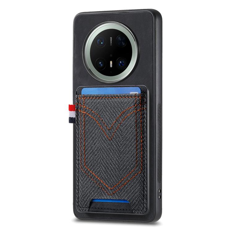 Denim Texture Leather Skin Phone Case with Card Slot, Compatible with Huawei Mate 70 Pro