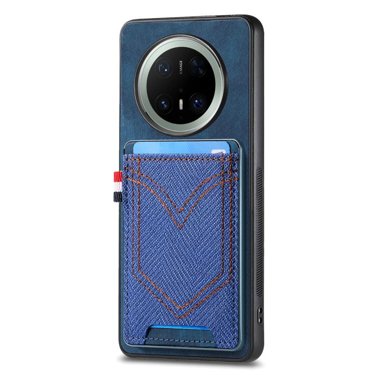 Denim Texture Leather Skin Phone Case with Card Slot, Compatible with Huawei Mate 70 Pro+