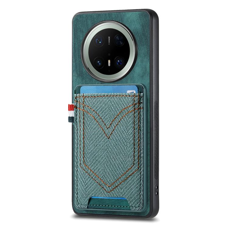 Denim Texture Leather Skin Phone Case with Card Slot, Compatible with Huawei Mate 70 Pro+