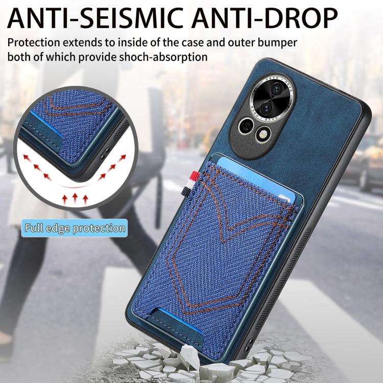 Denim Texture Leather Skin Phone Case with Card Slot, Compatible with Huawei nova 14