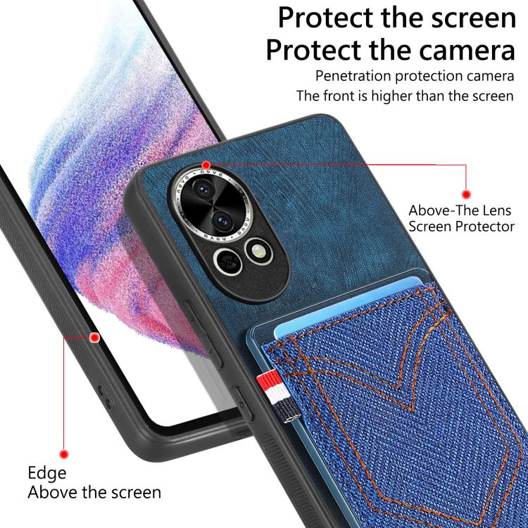 Denim Texture Leather Skin Phone Case with Card Slot, Compatible with Huawei Mate 70 Pro+