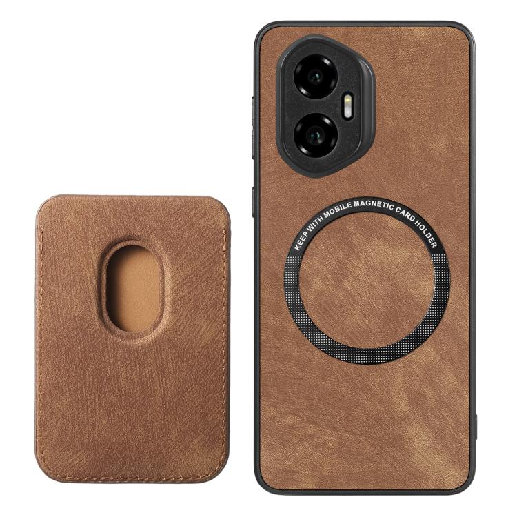 Retro Leather Card Bag Magnetic Phone Case, Compatible with Honor 300