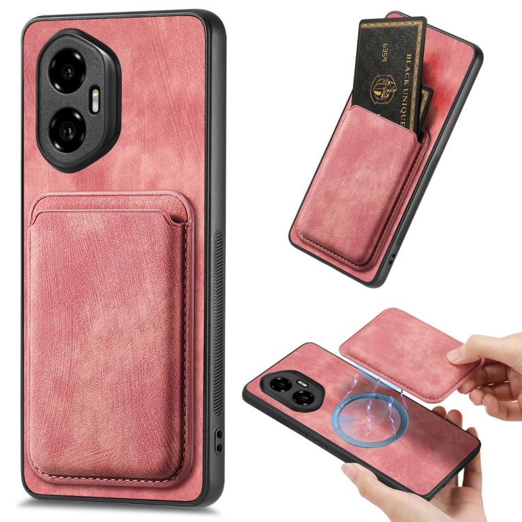 Retro Leather Card Bag Magnetic Phone Case, Compatible with Honor 300