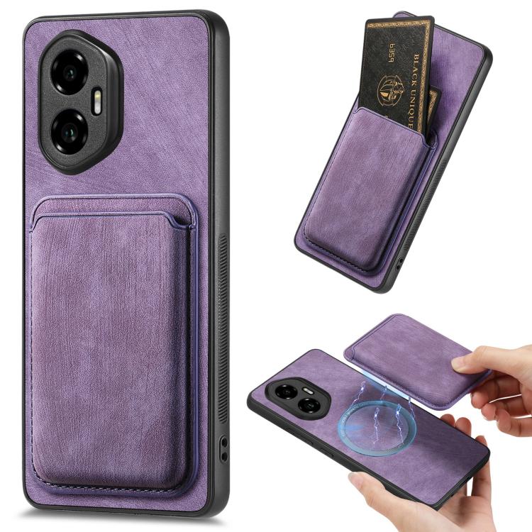 Retro Leather Card Bag Magnetic Phone Case, Compatible with Honor 300