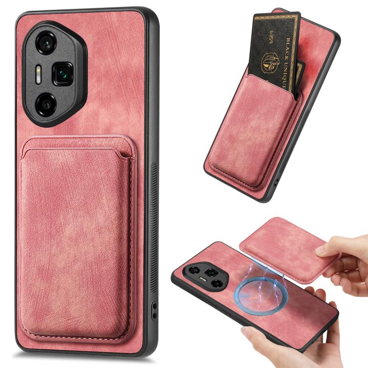 Retro Leather Card Bag Magnetic Phone Case, Compatible with Honor 300 Ultra