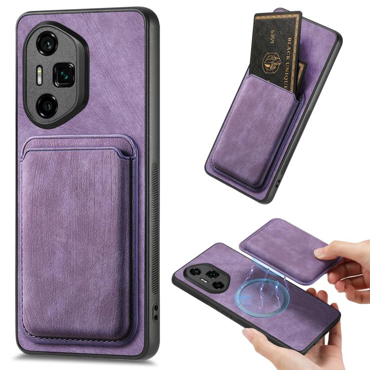 Retro Leather Card Bag Magnetic Phone Case, Compatible with Honor 300 Ultra
