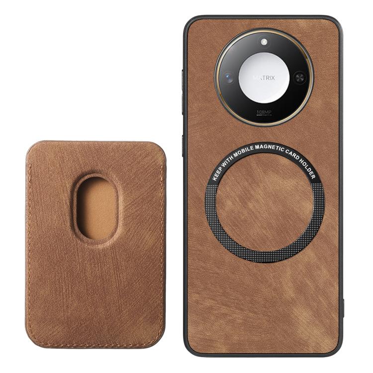 Retro Leather Card Bag Magnetic Phone Case, Compatible with Honor X60 Pro 5G