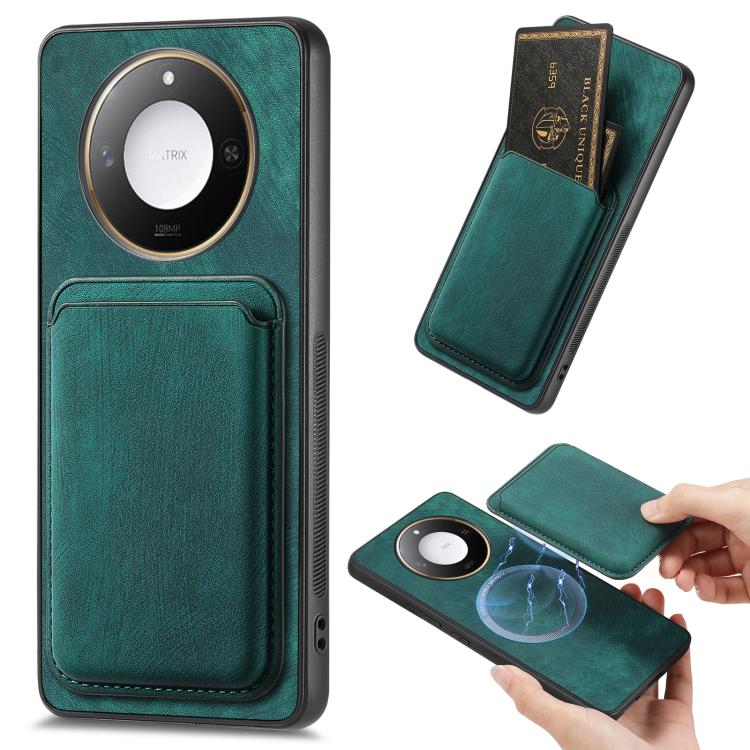 Retro Leather Card Bag Magnetic Phone Case, Compatible with Honor X60 Pro 5G