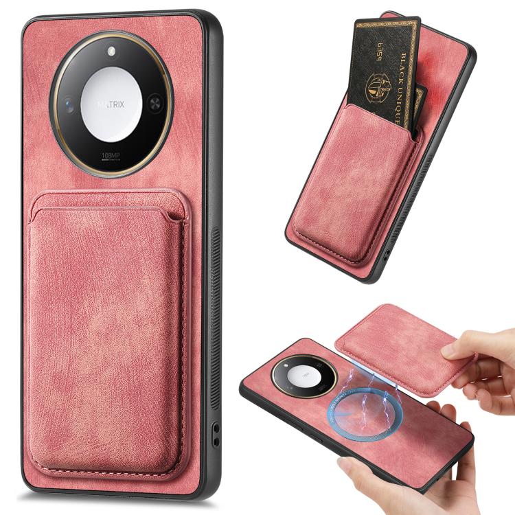 Retro Leather Card Bag Magnetic Phone Case, Compatible with Honor X60 Pro 5G