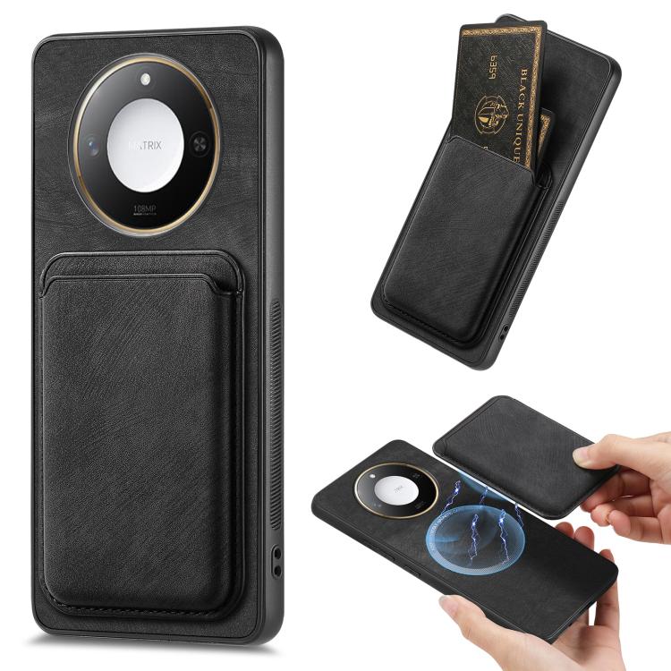 Retro Leather Card Bag Magnetic Phone Case, Compatible with Honor X60 Pro 5G