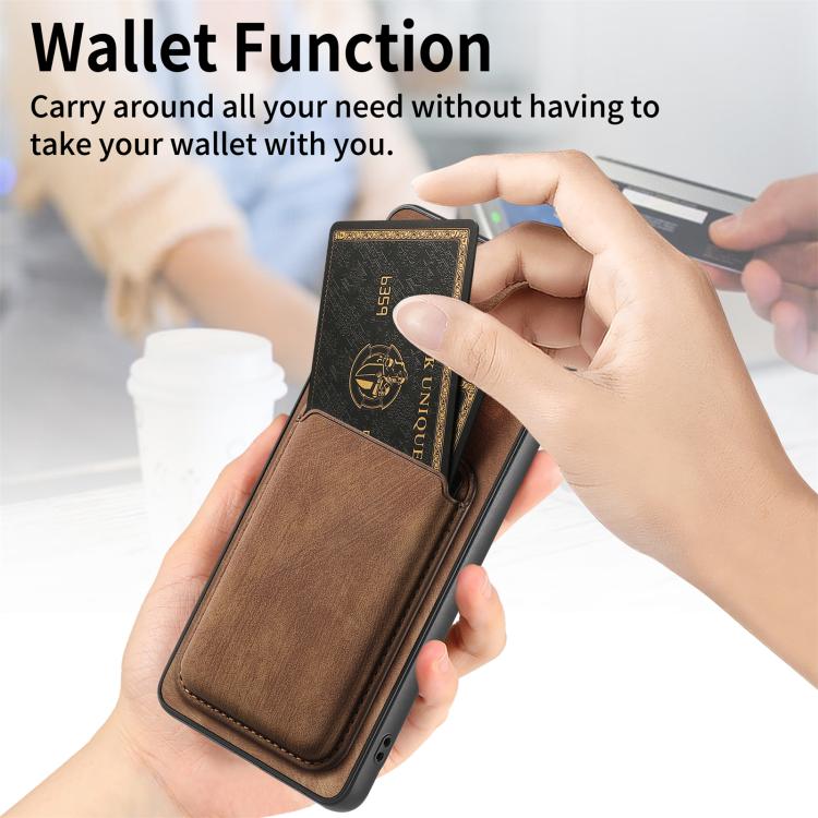 Retro Leather Card Bag Magnetic Phone Case, Compatible with Honor 400 Lite Global