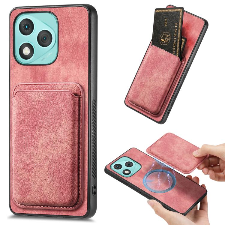 Retro Leather Card Bag Magnetic Phone Case, Compatible with Honor 400 Lite Global