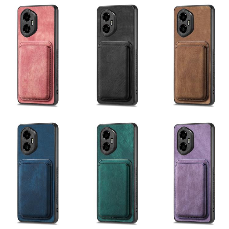 Retro Leather Card Bag Magnetic Phone Case, Compatible with Honor X60 Pro 5G