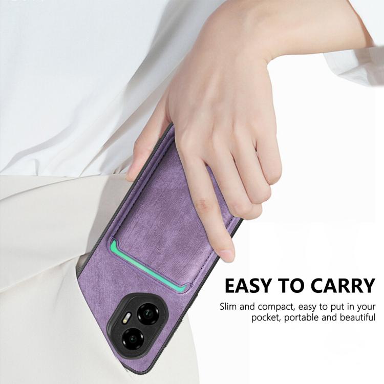 Retro Leather Card Bag Magnetic Phone Case, Compatible with Honor X60 Pro 5G