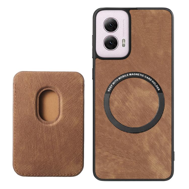 Retro Leather Card Bag Magnetic Phone Case, Compatible with Motorola Moto G Power 5G 2024