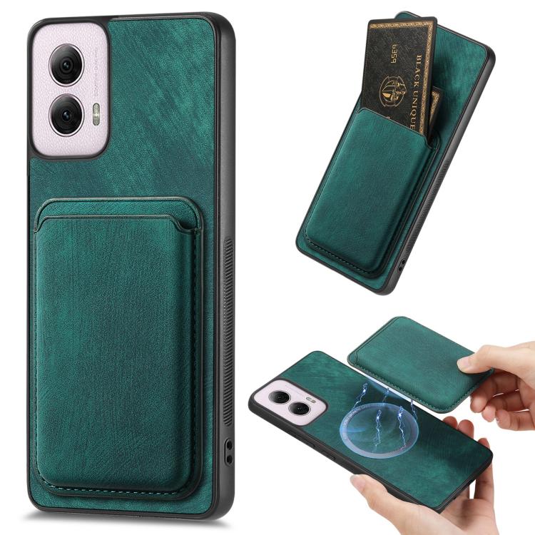 Retro Leather Card Bag Magnetic Phone Case, Compatible with Motorola Moto G Power 5G 2024