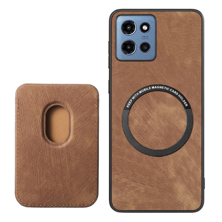 Retro Leather Card Bag Magnetic Phone Case, Compatible with Motorola Moto G 5G 2025
