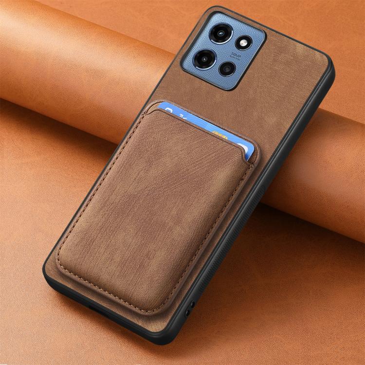 Retro Leather Card Bag Magnetic Phone Case, Compatible with Motorola Moto G 5G 2025