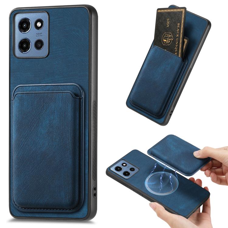 Retro Leather Card Bag Magnetic Phone Case, Compatible with Motorola Moto G 5G 2025