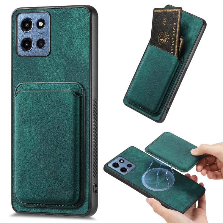 Retro Leather Card Bag Magnetic Phone Case, Compatible with Motorola Moto G 5G 2025