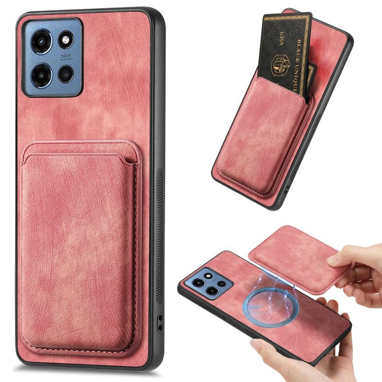 Retro Leather Card Bag Magnetic Phone Case, Compatible with Motorola Moto G 5G 2025