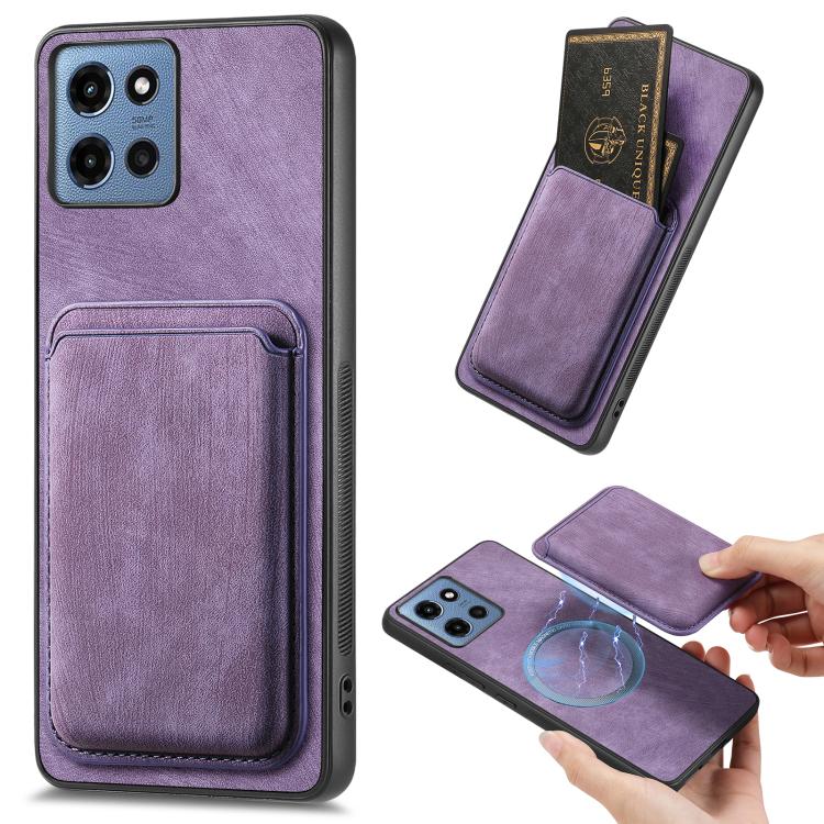 Retro Leather Card Bag Magnetic Phone Case, Compatible with Motorola Moto G 5G 2025