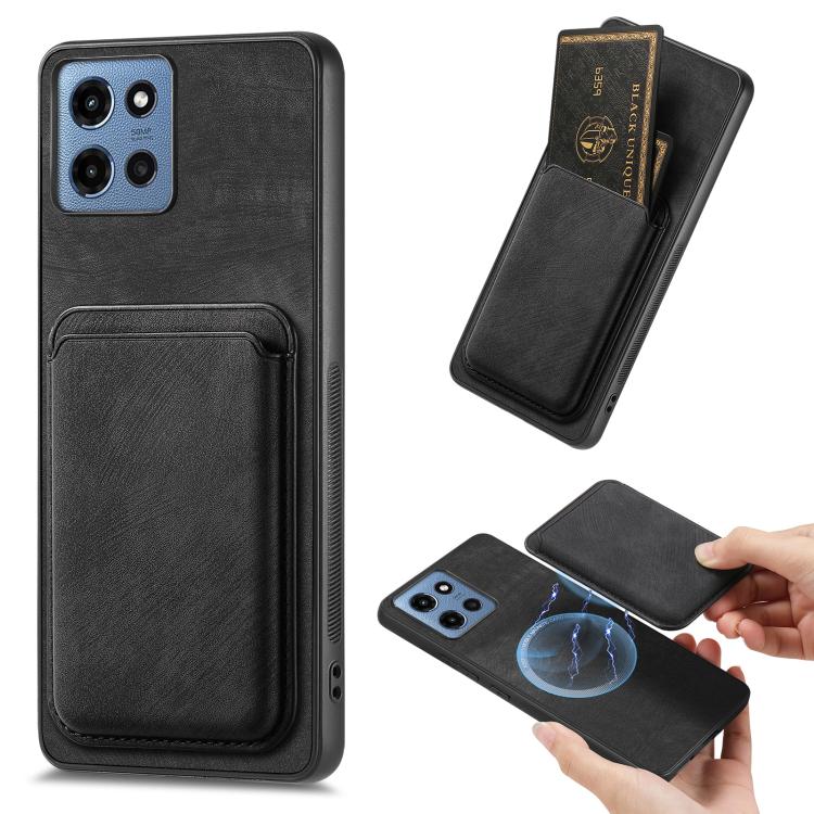 Retro Leather Card Bag Magnetic Phone Case, Compatible with Motorola Moto G 5G 2025