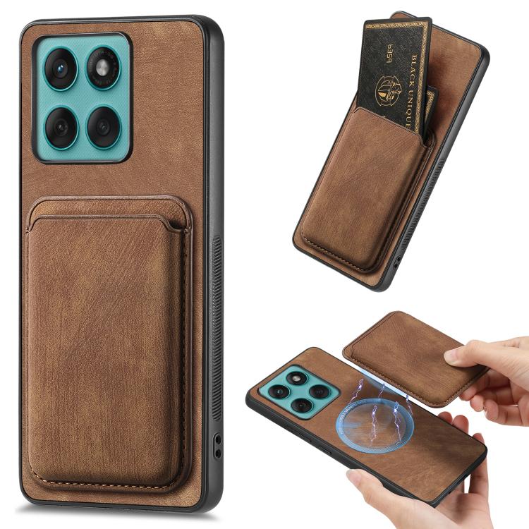 Retro Leather Card Bag Magnetic Phone Case, Compatible with Motorola Moto Edge 60 Fusion