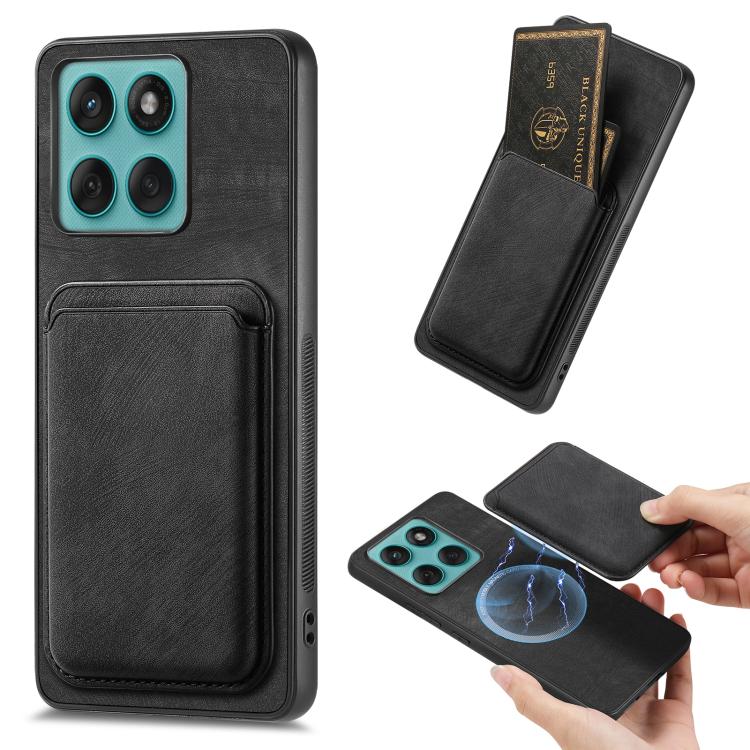 Retro Leather Card Bag Magnetic Phone Case, Compatible with Motorola Moto Edge 60 Fusion