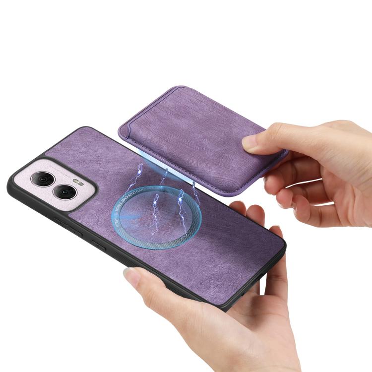 Retro Leather Card Bag Magnetic Phone Case, Compatible with Motorola Moto Edge 60 Fusion